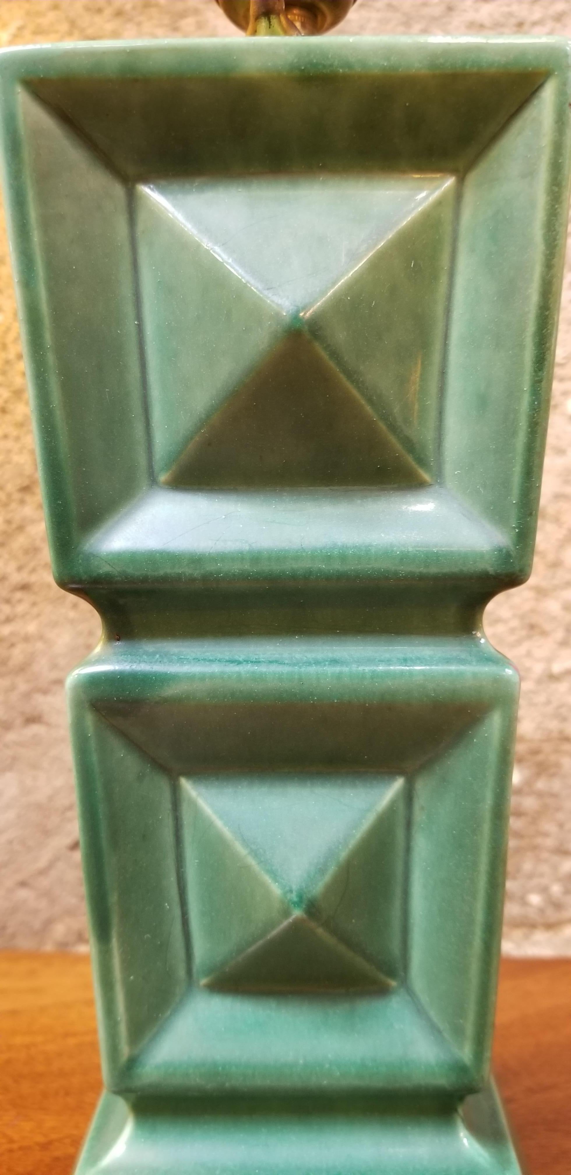 American 1950s Cubist Ceramic Table Lamp
