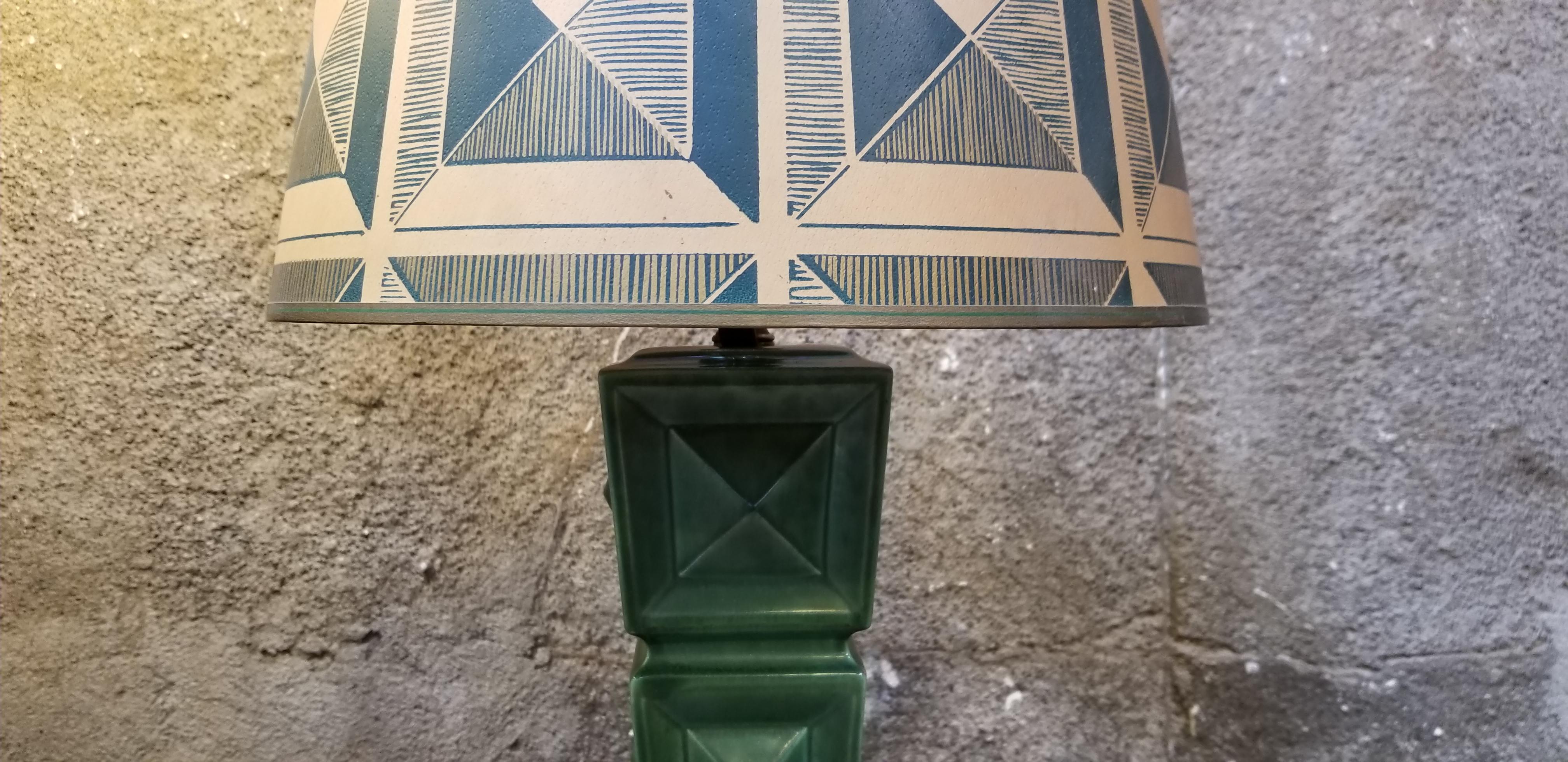 20th Century 1950s Cubist Ceramic Table Lamp