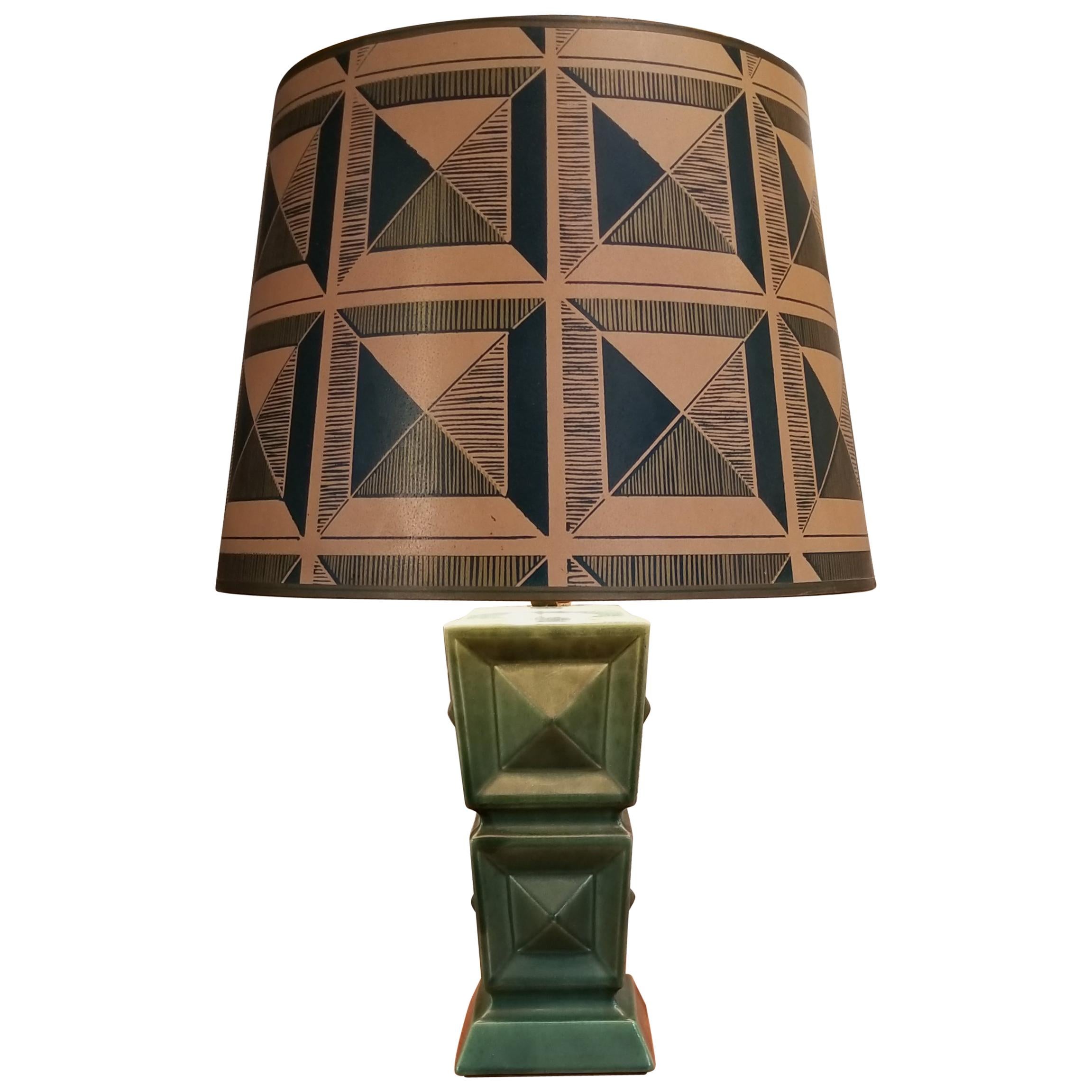 1950s Cubist Ceramic Table Lamp