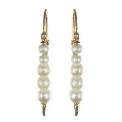 1950s Cultured Pearl 18 karats Yellow Gold Hoop Earring
