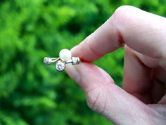 1950s Cultured Pearl and Diamond Yellow Gold Twist Ring
