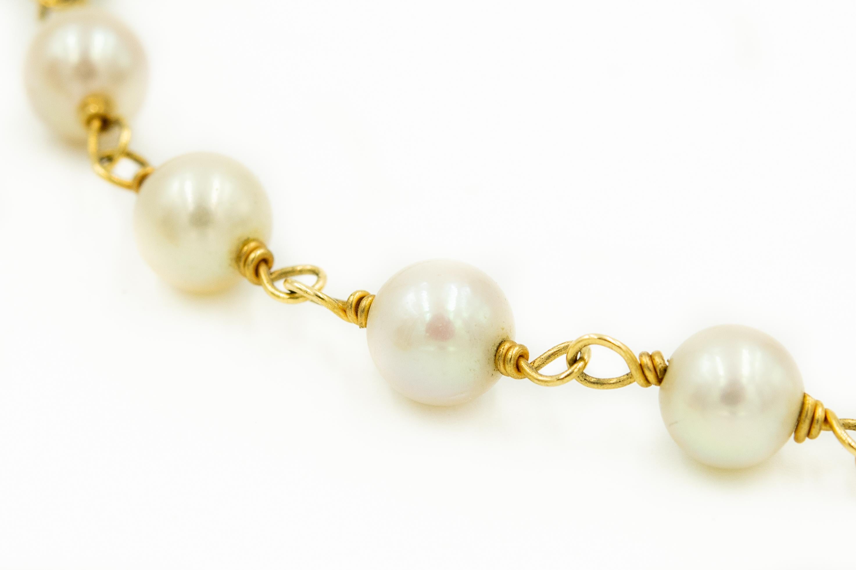 1950s Cultured Pearl by the Yard Gold Halskette oder zwei Armbänder (Perle) im Angebot