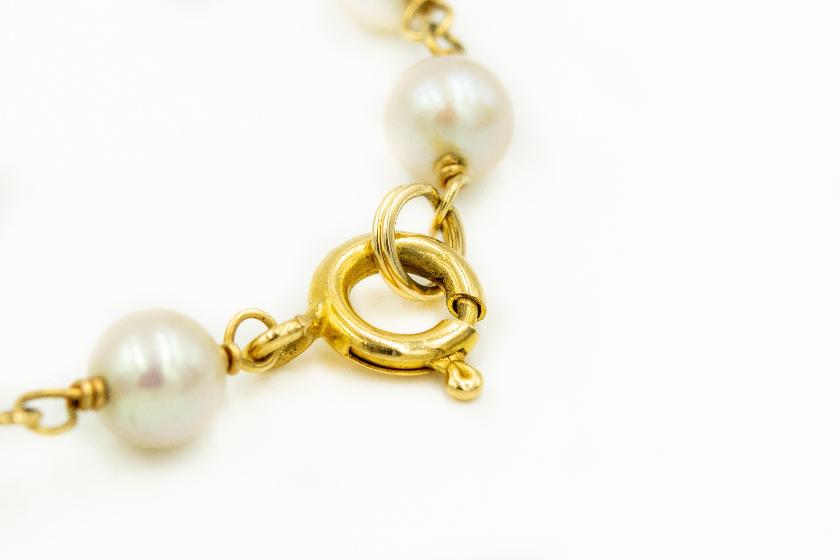 1950s Cultured Pearl by the Yard Gold Halskette oder zwei Armbänder im Zustand „Gut“ in Miami Beach, FL