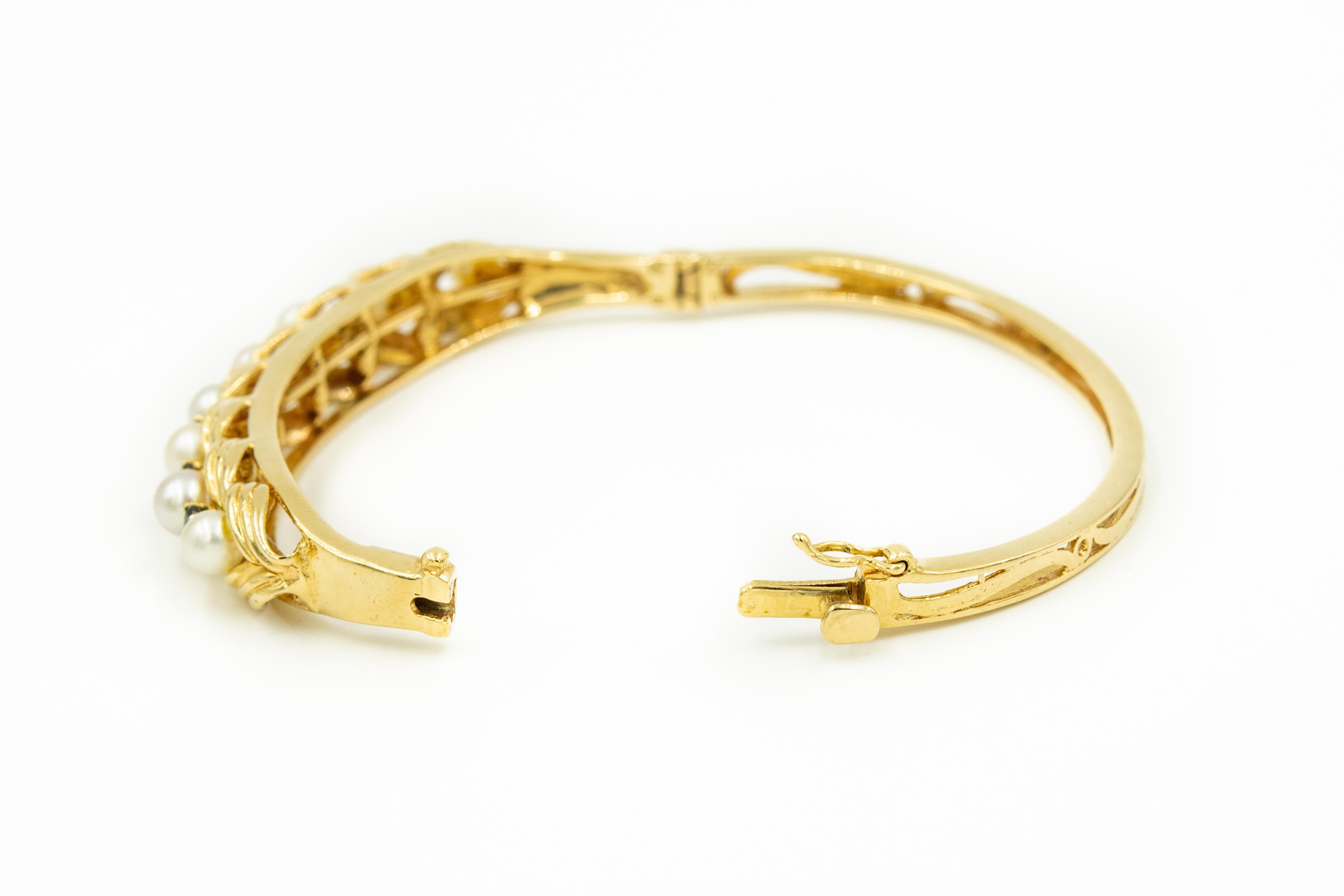 gold and pearl bangle bracelet