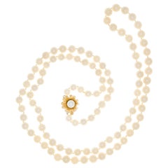 1950s Cultured Pearl Yellow Gold Necklace