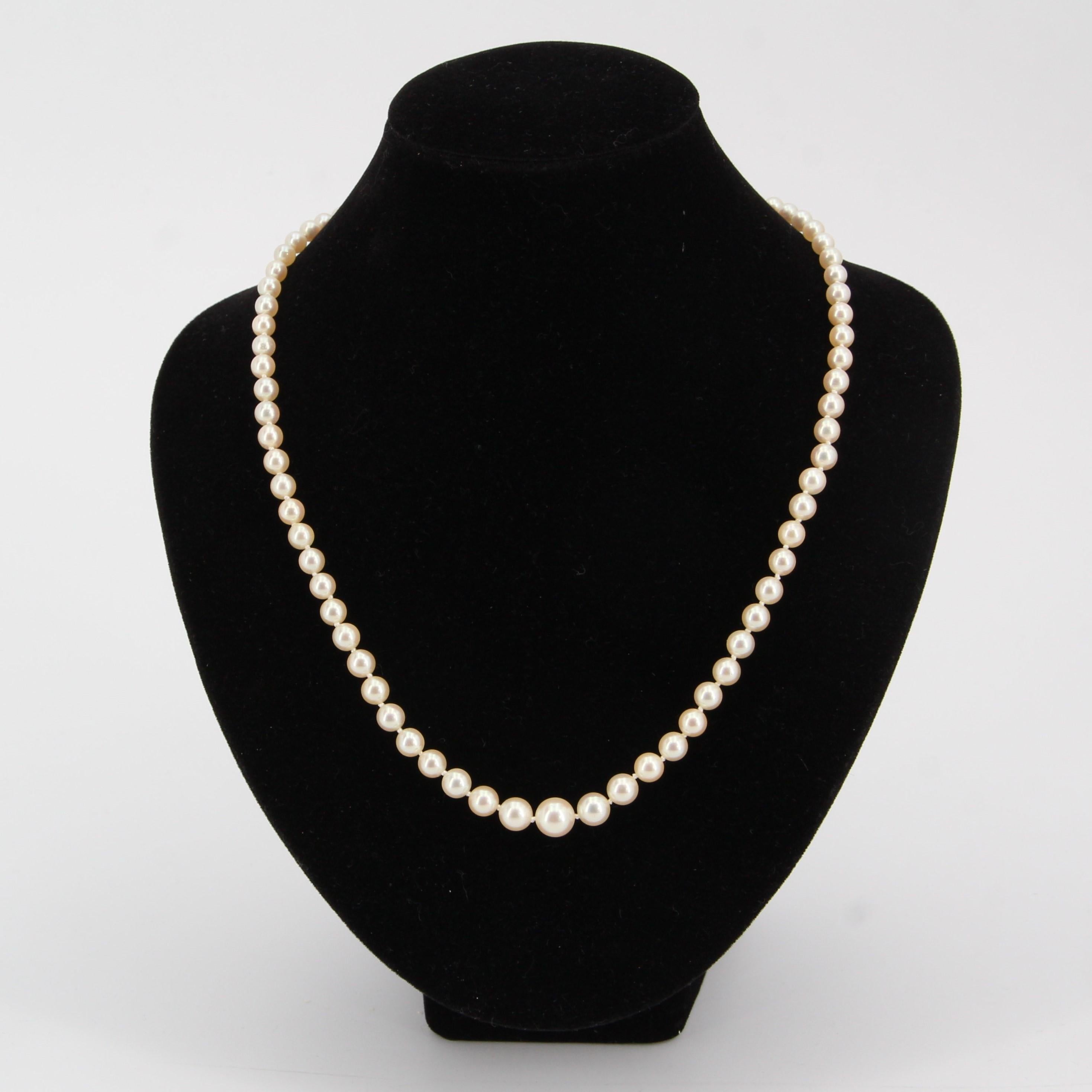1950s Cultured Round White Pearl Necklace For Sale 2
