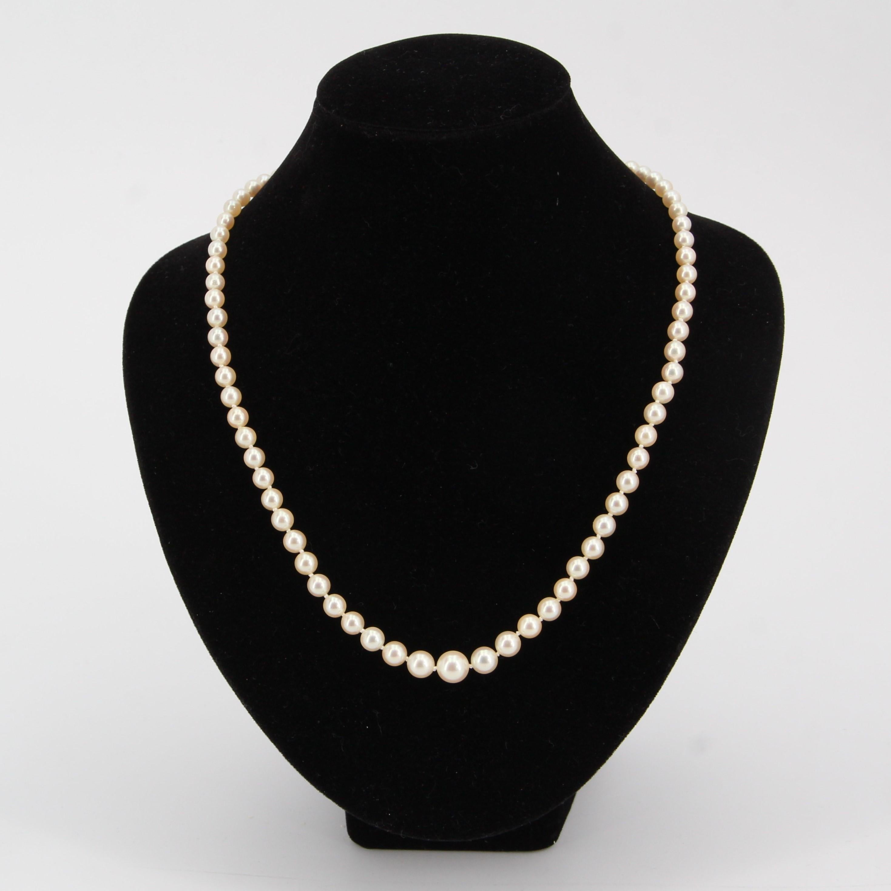 1950s Cultured Round White Pearl Necklace For Sale 3