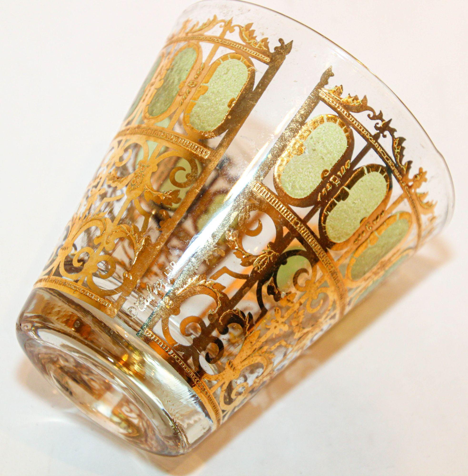 Artículos de bar Culver Ltd. de los años 50 con motivos valencianos en oro verde y de 22 quilates Dorado en venta
