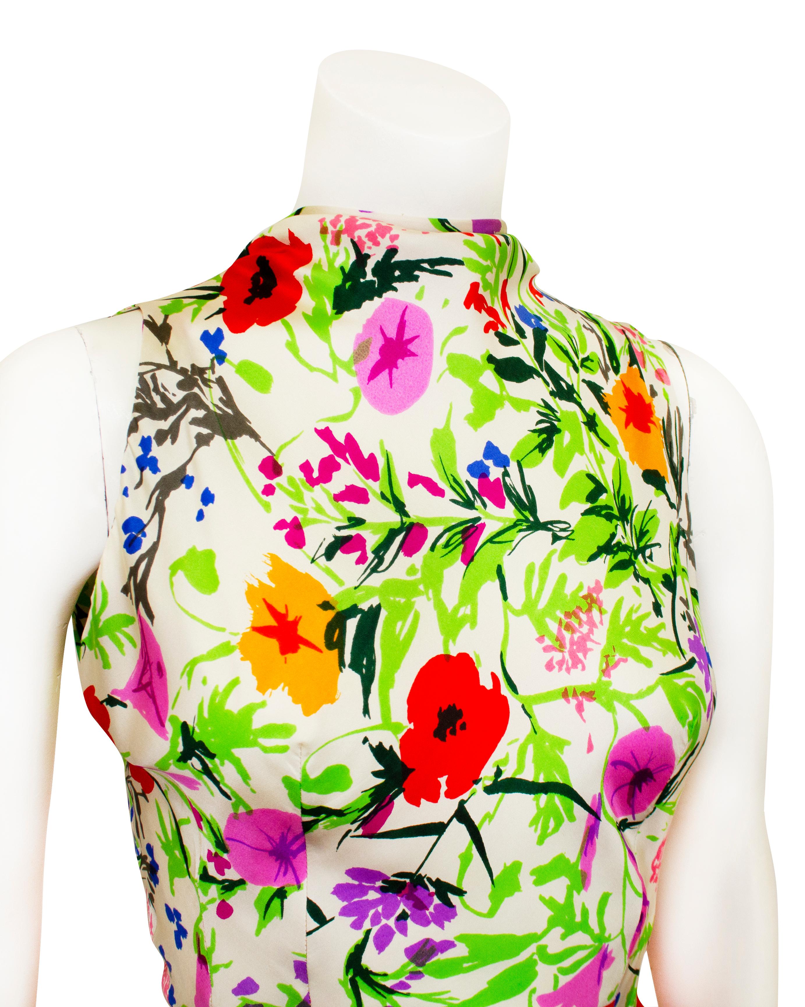 1950s Curiel Red and Floral Jacket and Dress Ensemble For Sale 3