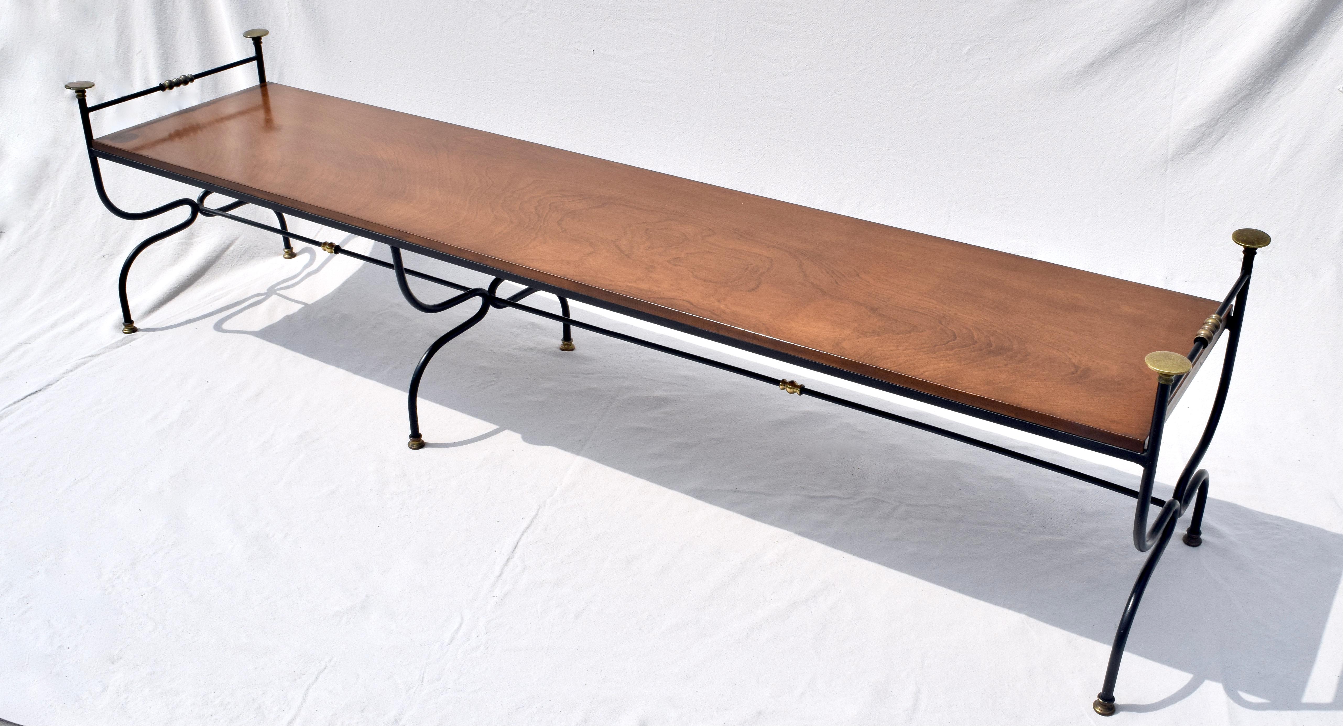 20th Century 1950s Curule Form Iron &, Brass Bench in the Manner of Maison Jensen
