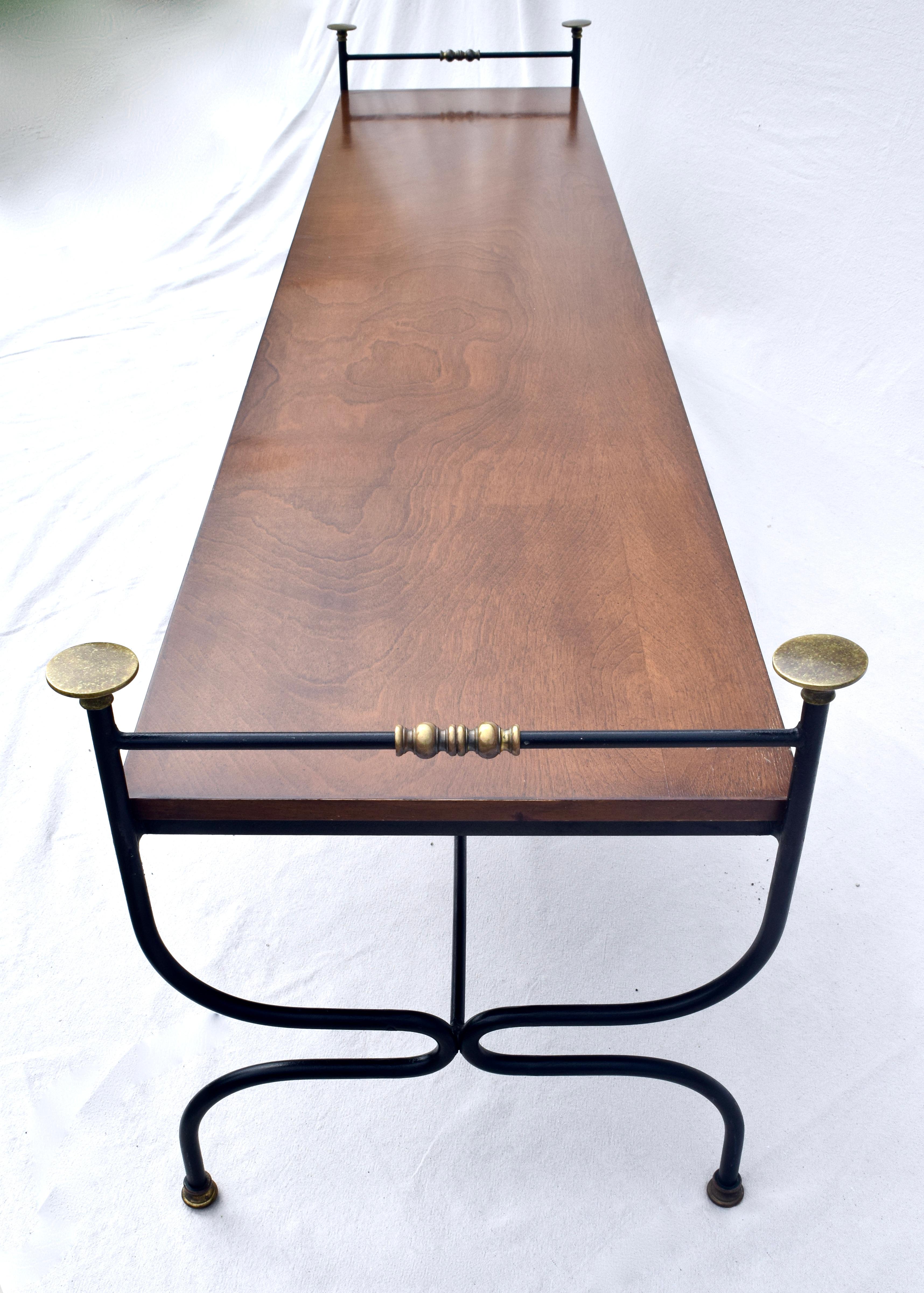 1950s Curule Form Iron &, Brass Bench in the Manner of Maison Jensen 1