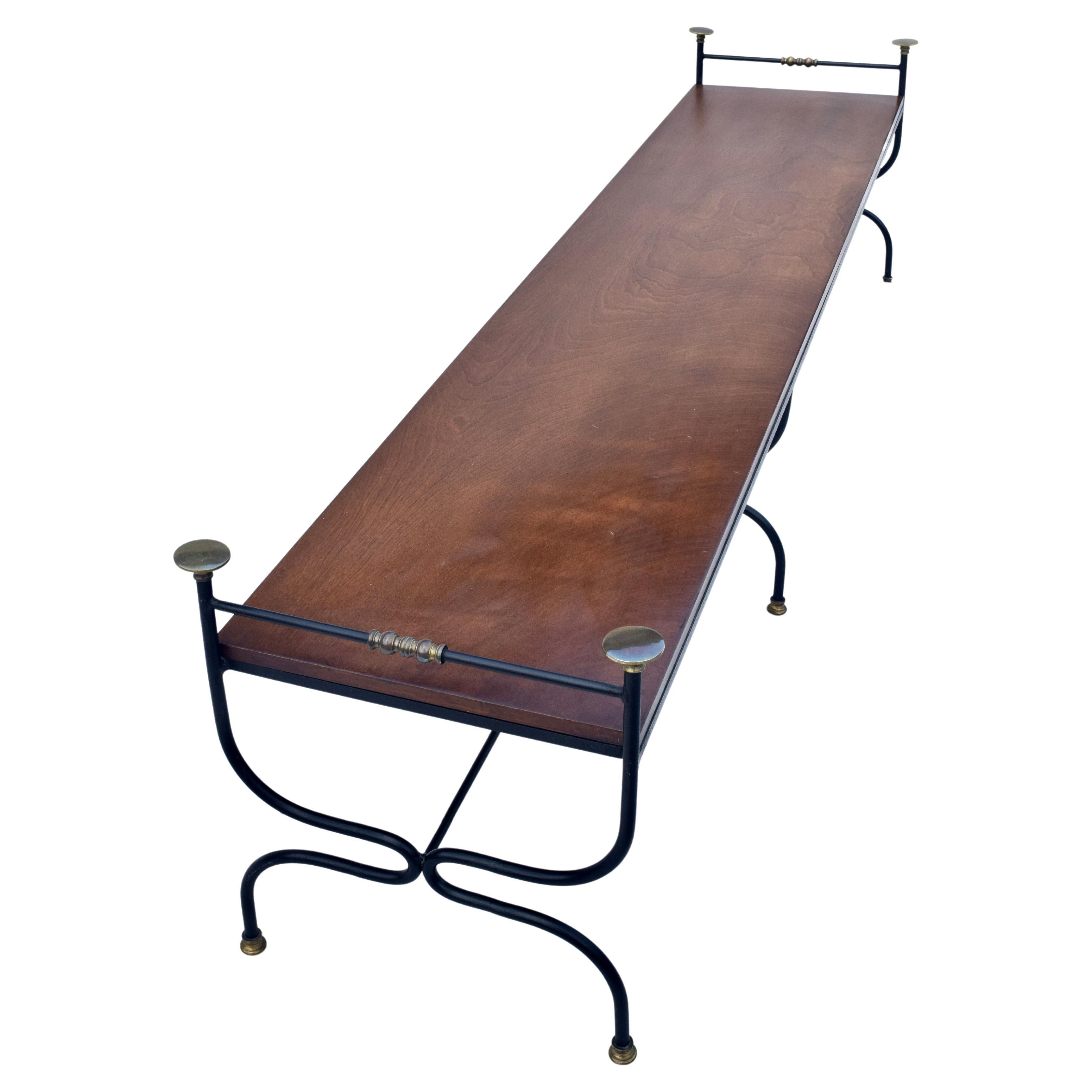 1950s Curule Form Iron &, Brass Bench in the Manner of Maison Jensen
