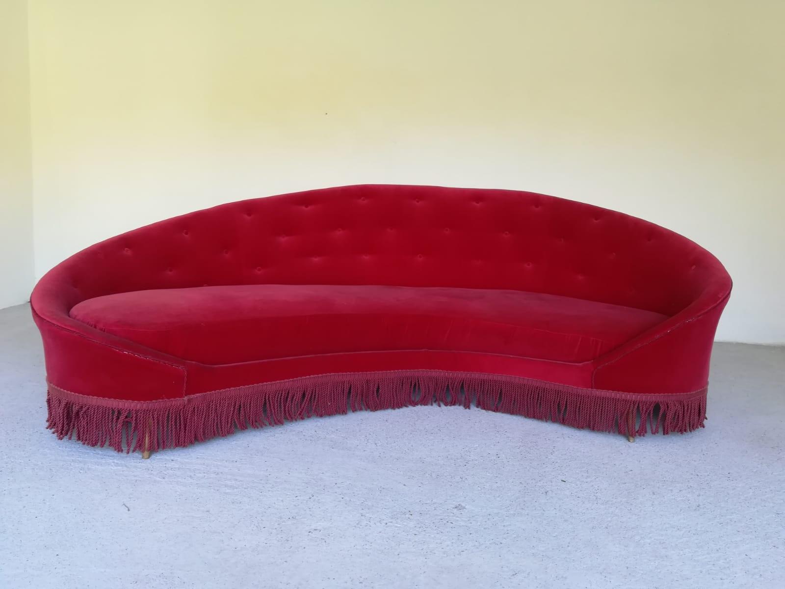 Mid-Century Modern Curved Comma Sofa Attributed to Ico Parisi, Italy, Complimentary Reupholstery