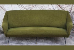 1950s Curved Green Cotton and Wool Sofa by Gigi Radice for Minotti - Mid-Century