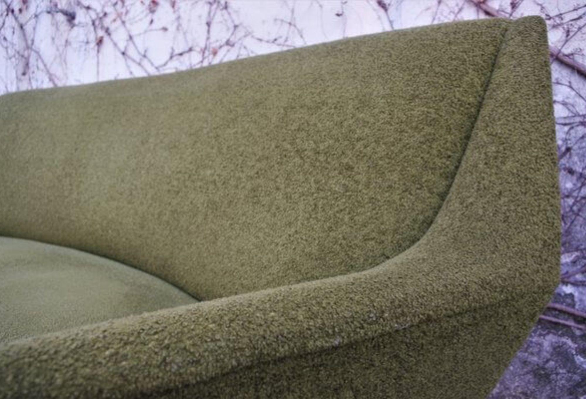 sofá curvo de algodón y lana verde de los años 50 por Gigi Radice para Minotti - Mediados de siglo Latón en venta
