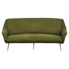 canapé incurvé en coton et laine verte des années 1950 par Gigi Radice pour Minotti - Milieu du siècle