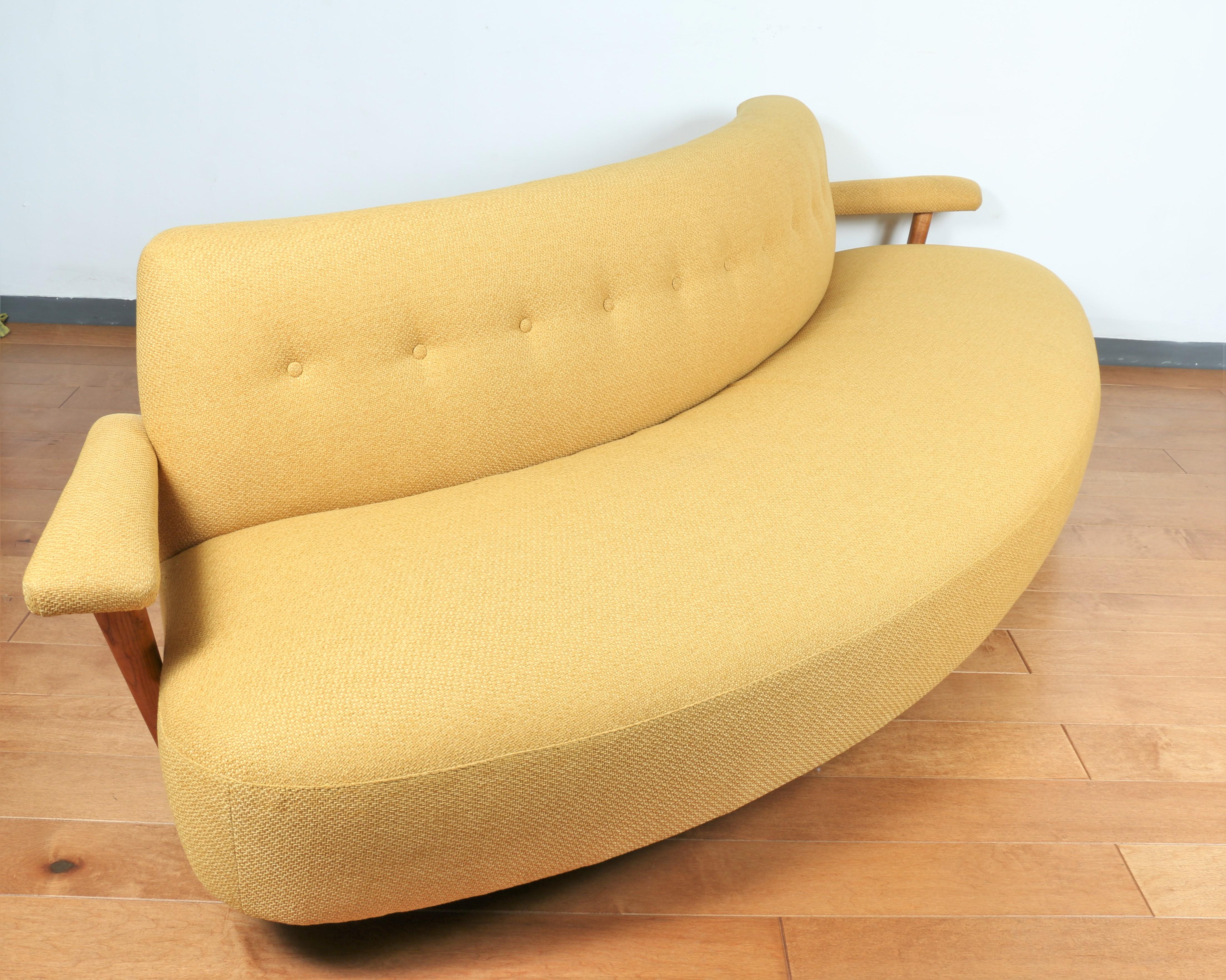 American 1950's Curved Oak Sofa  For Sale