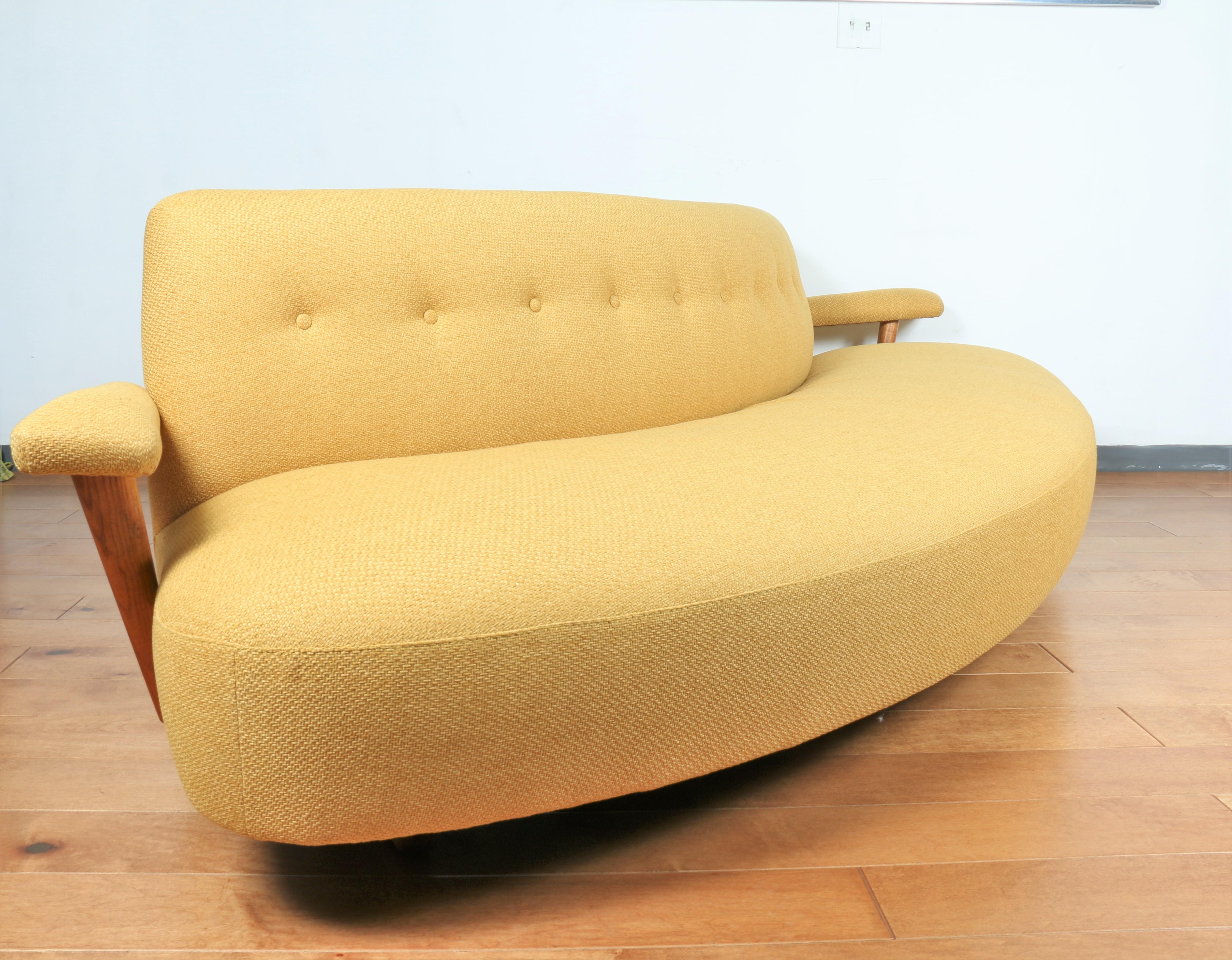 Mid-20th Century 1950's Curved Oak Sofa  For Sale