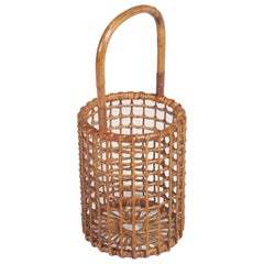 1950s Curved Wicker Basket Umbrella Stand by Franca Helg for Vittorio Bonacina 1950s Curved Wicker Basket Umbrella Stand by Franca Helg for Vittorio Bonacina