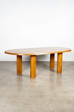 1950s Curved Wood Dining Table in the manner of Charlotte Perriand