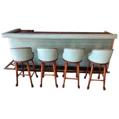 Vintage 1950s Custom Bar and Four Bar Stools