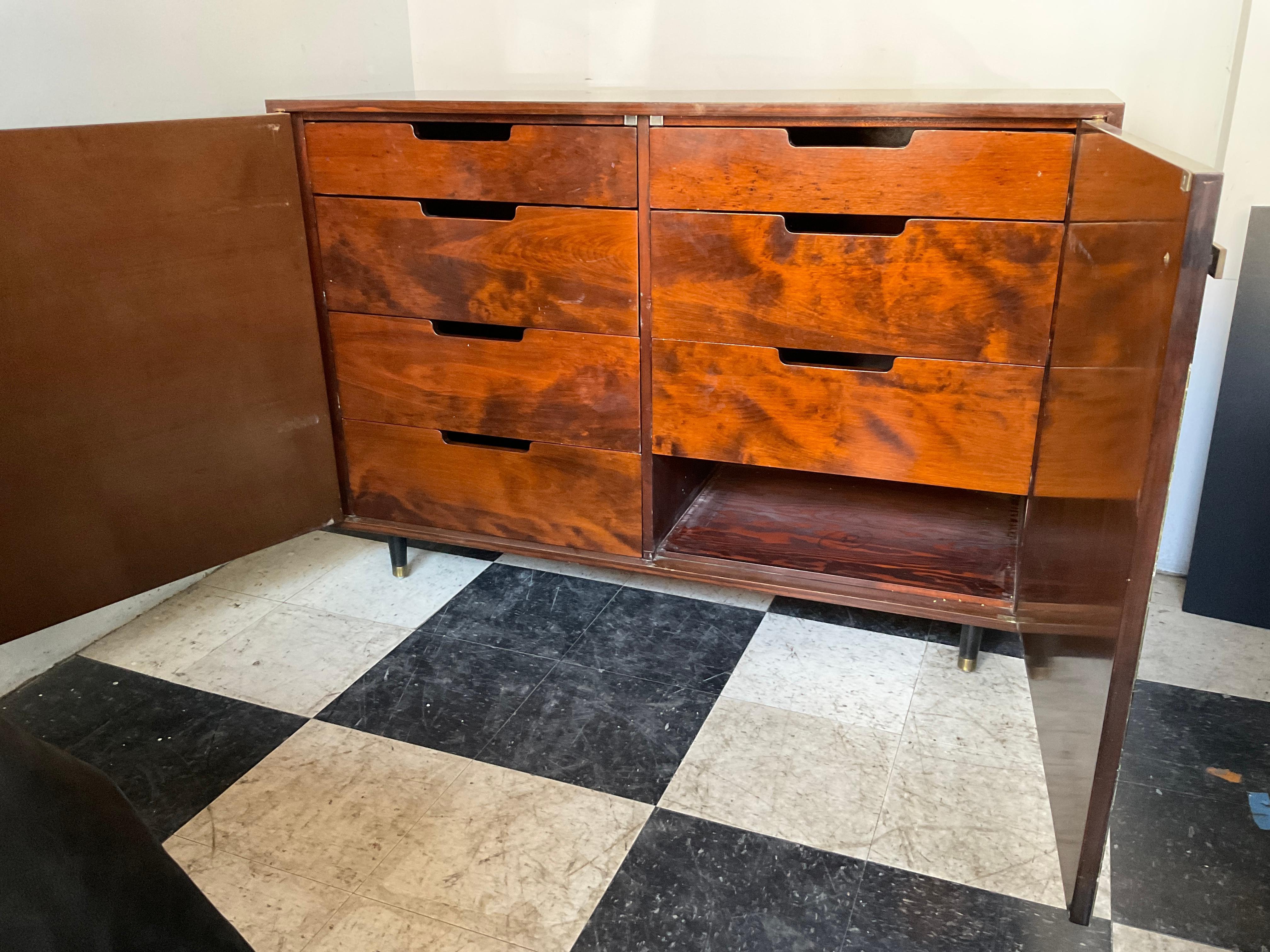 1950s Custom Made Rosewood And Black Lacquer Chinoiserie Dresser For Sale 11