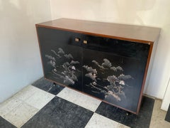 1950s Custom Made Rosewood And Black Lacquer Chinoiserie Dresser