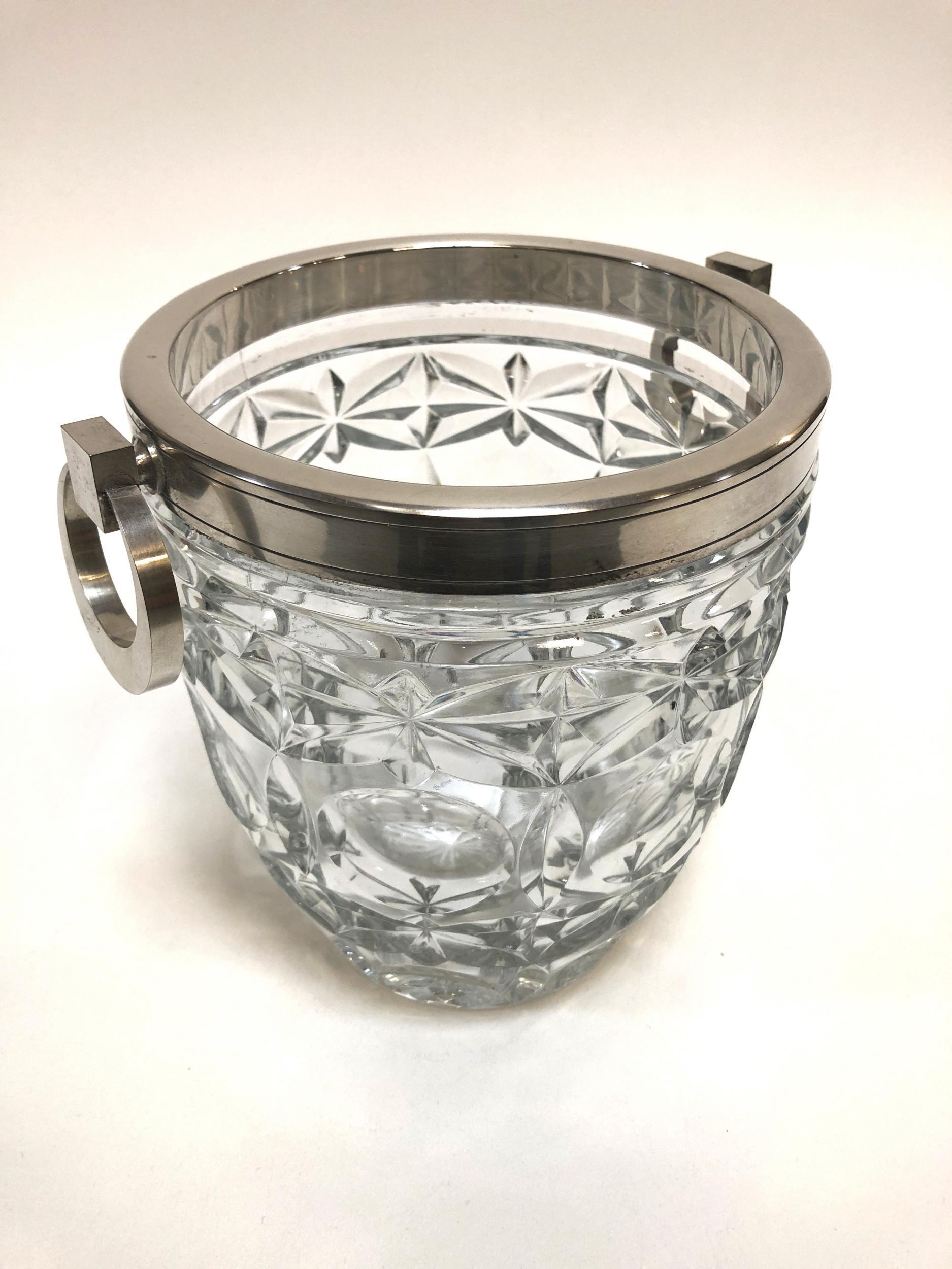 vintage crystal ice bucket with lid