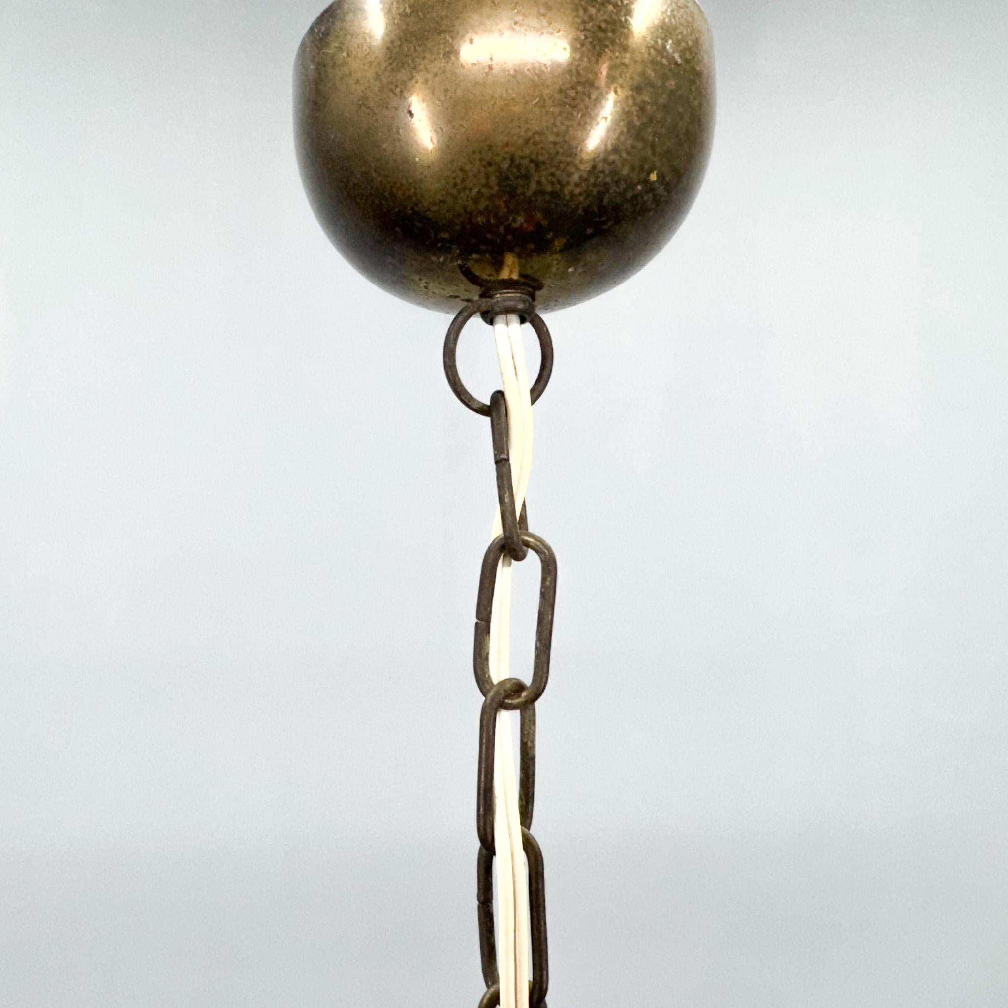 1950's Cut Glass & Brass Mushroom Pendant Light, Germany For Sale 5
