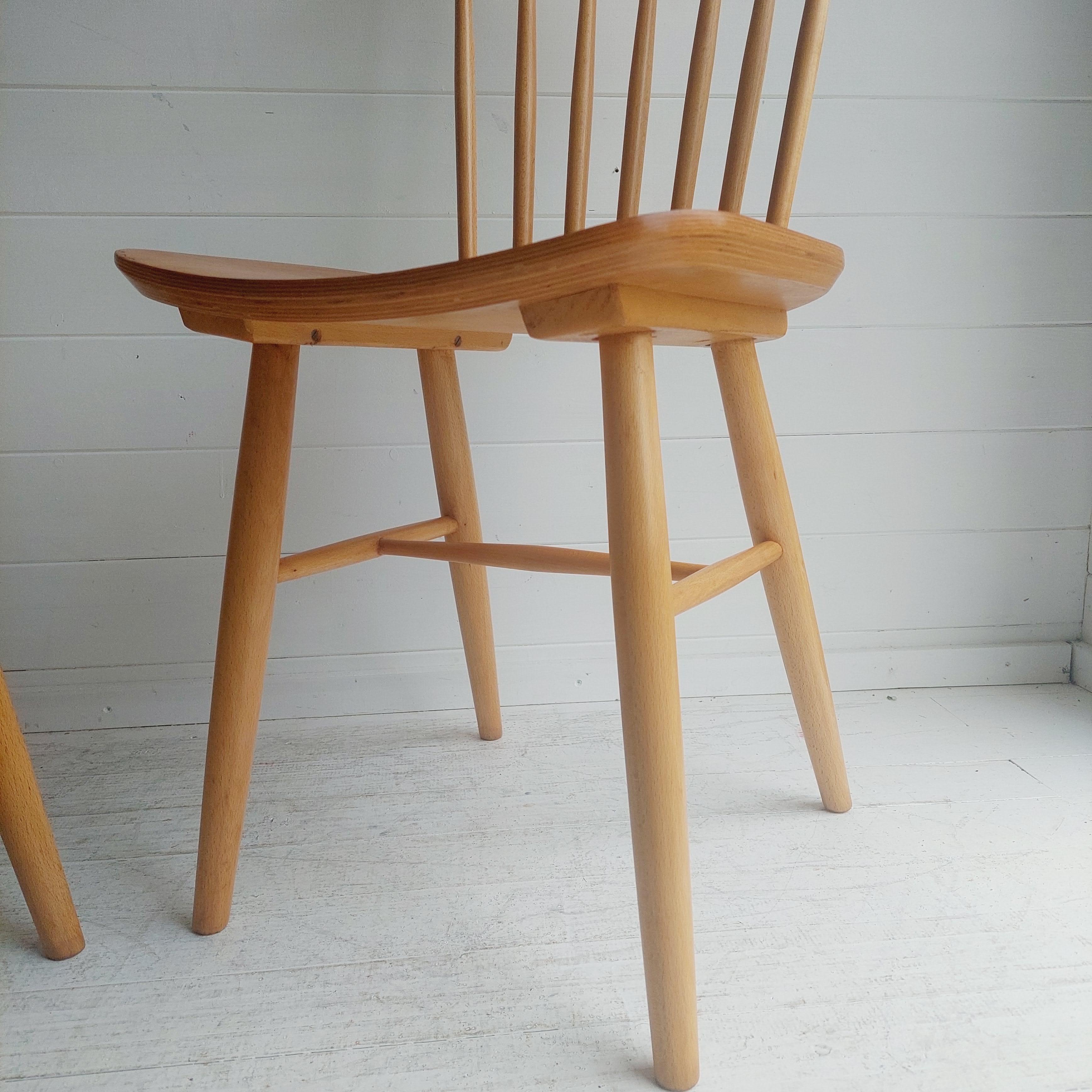 1950'S Czech Harlequin spindle back Dining Chairs By Ton Set of 2 5