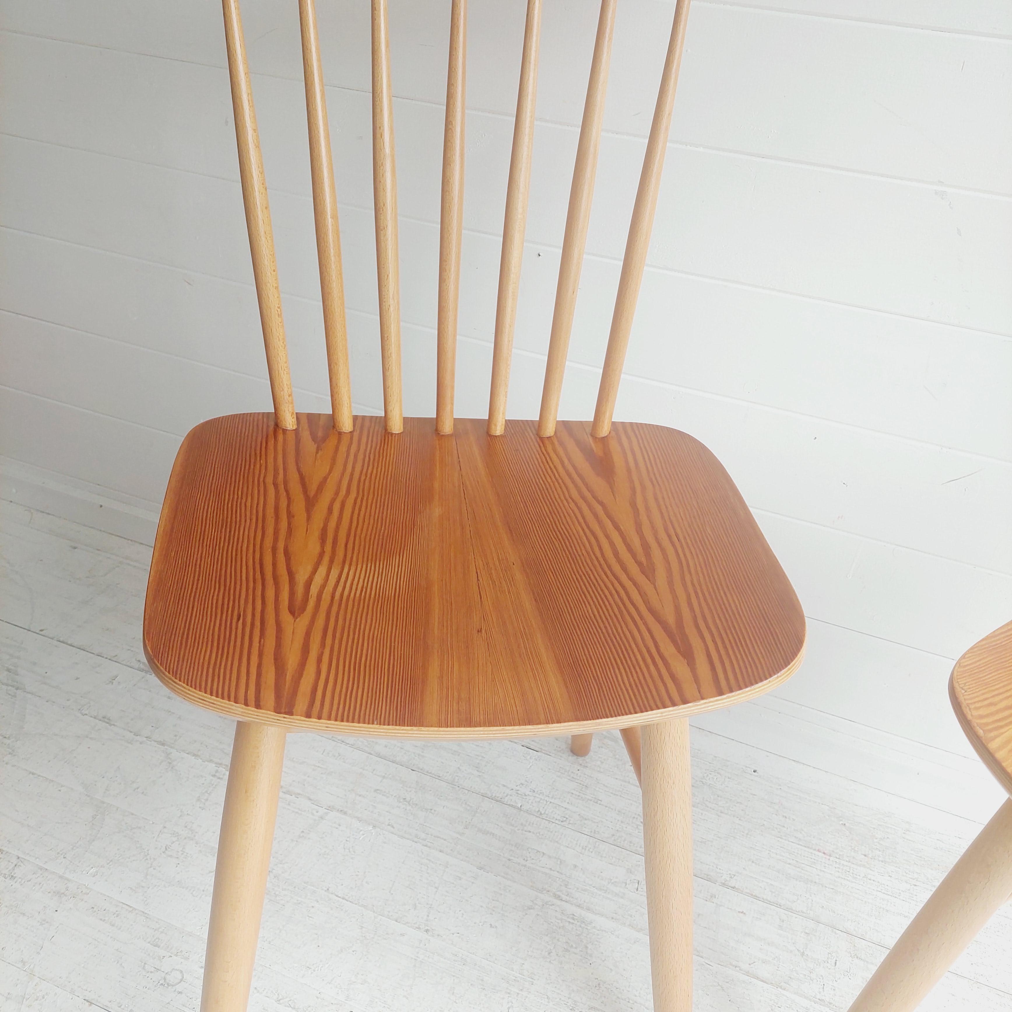  1950'S Czech Harlequin spindle back Dining Chairs By Ton Set of 2 7