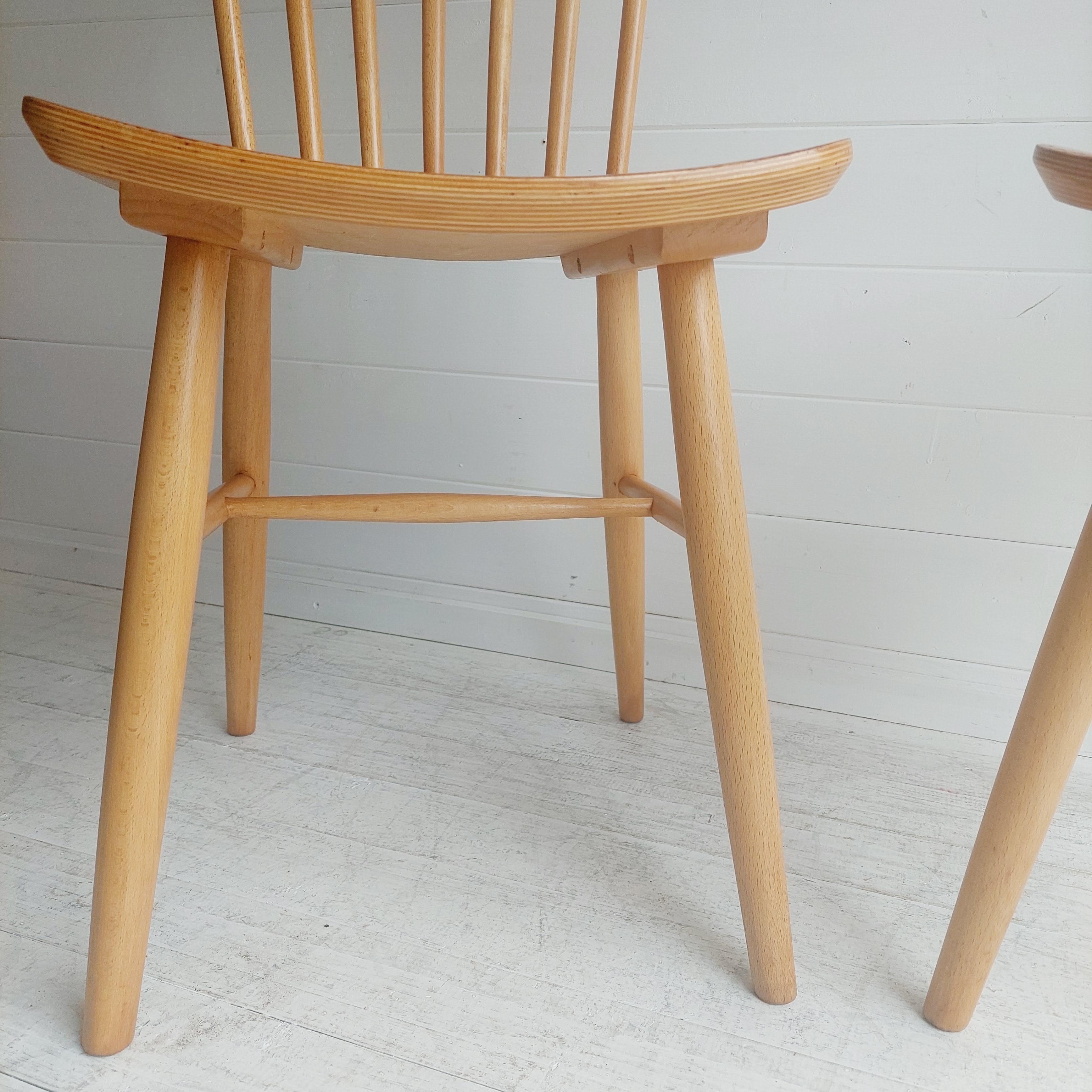  1950'S Czech Harlequin spindle back Dining Chairs By Ton Set of 2 9