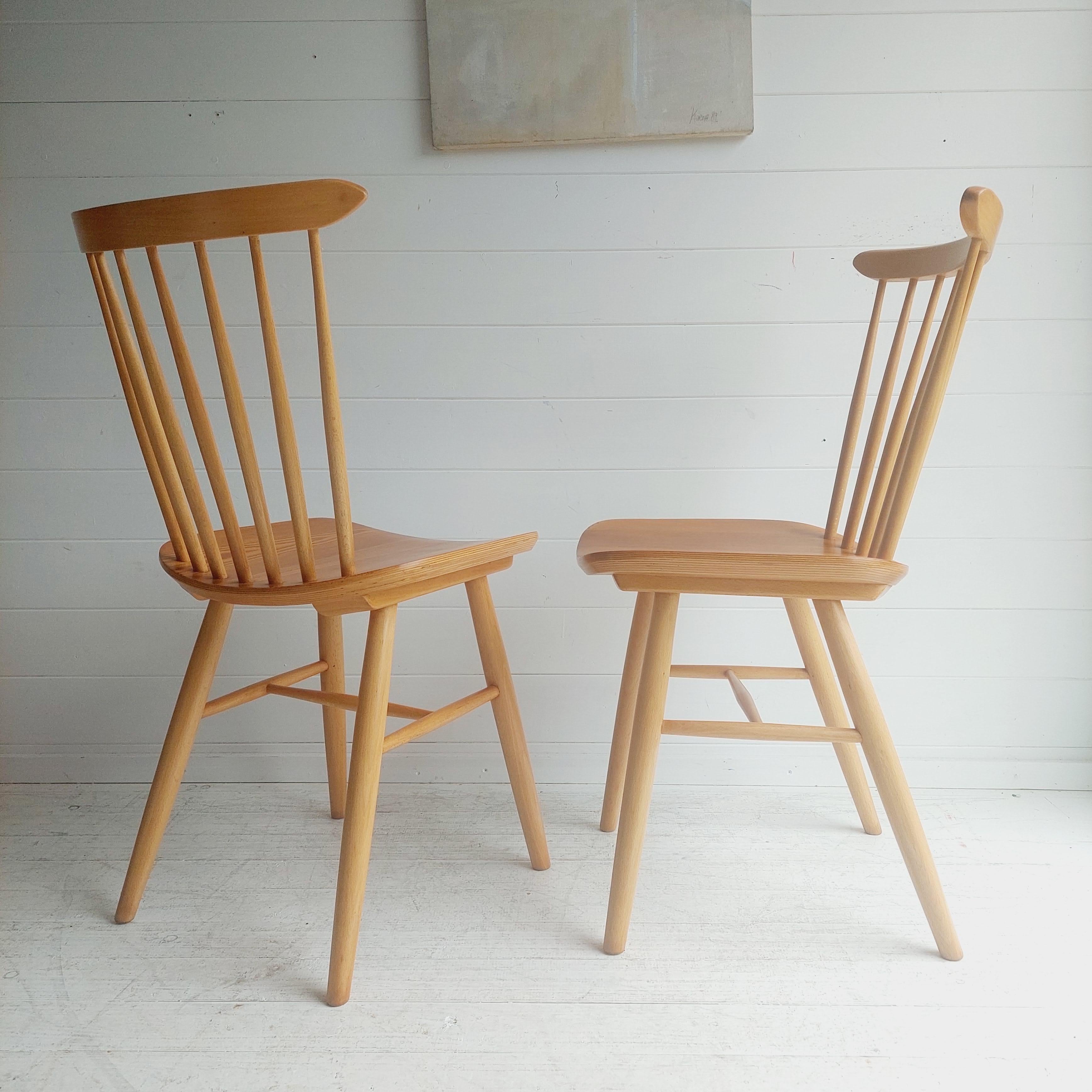 20th Century  1950'S Czech Harlequin spindle back Dining Chairs By Ton Set of 2