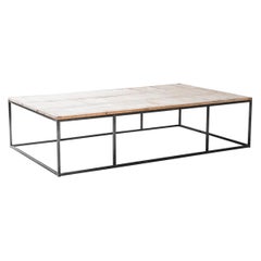 1950s Czech Metal Coffee Table with Wooden Top