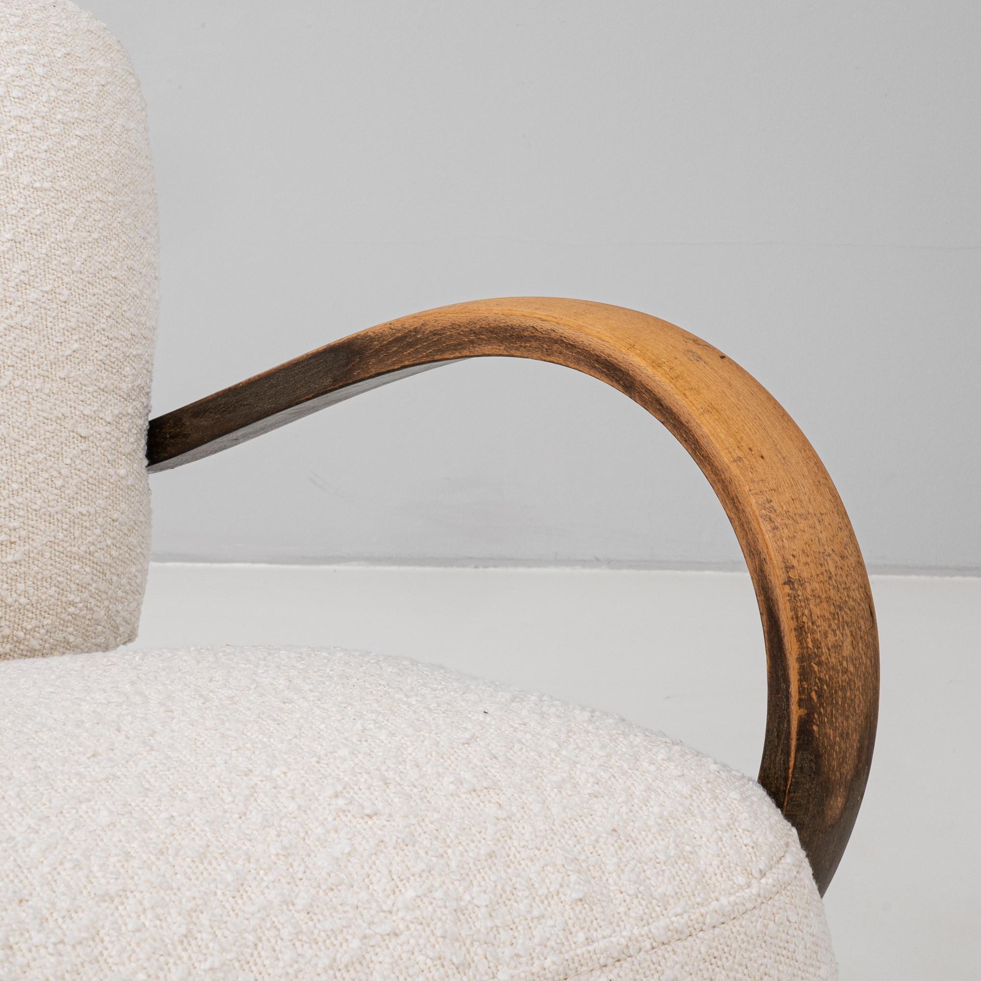 1950s Czech Pair Of Cocktail Upholstered Armchair H-237 By J. H. in vendita 6