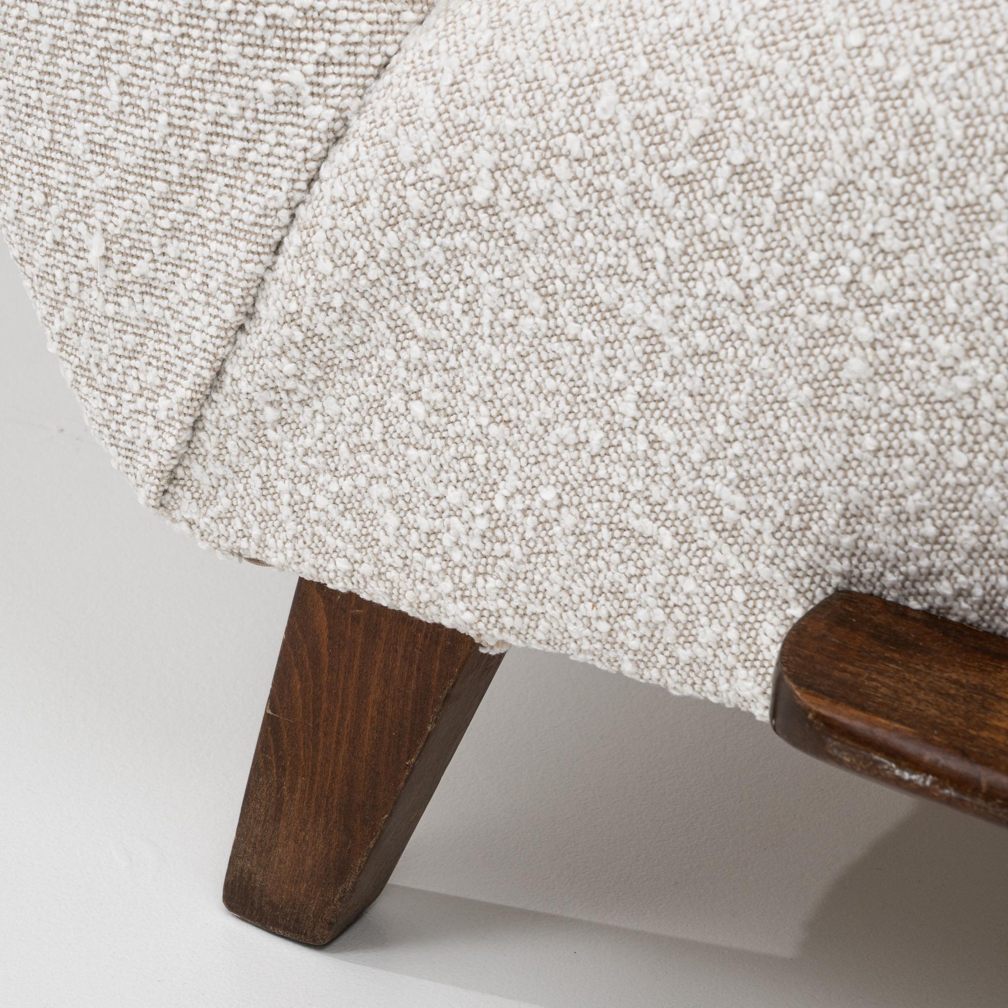 1950s Czech Pair of MCM Upholstered Armchairs by J. Halabala For Sale 11