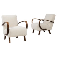 1950s Czech Pair Of MCM Upholstered Armchairs By J. Halabala