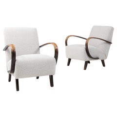 1950s Czech Pair Of MCM Upholstered Armchairs By J. Halabala