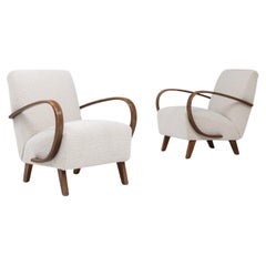 1950s Czech Pair of MCM Upholstered Armchairs by J. Halabala
