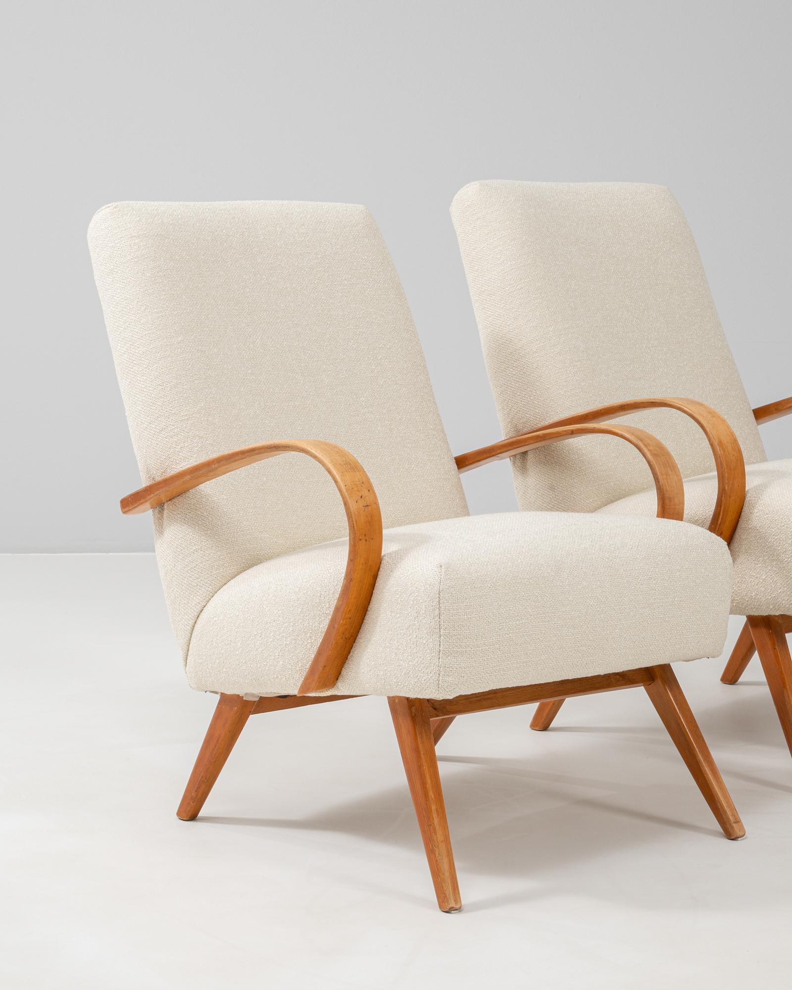 1950s Czech Pair Of Upholstered Armchairs By J. Halabala For Sale 4
