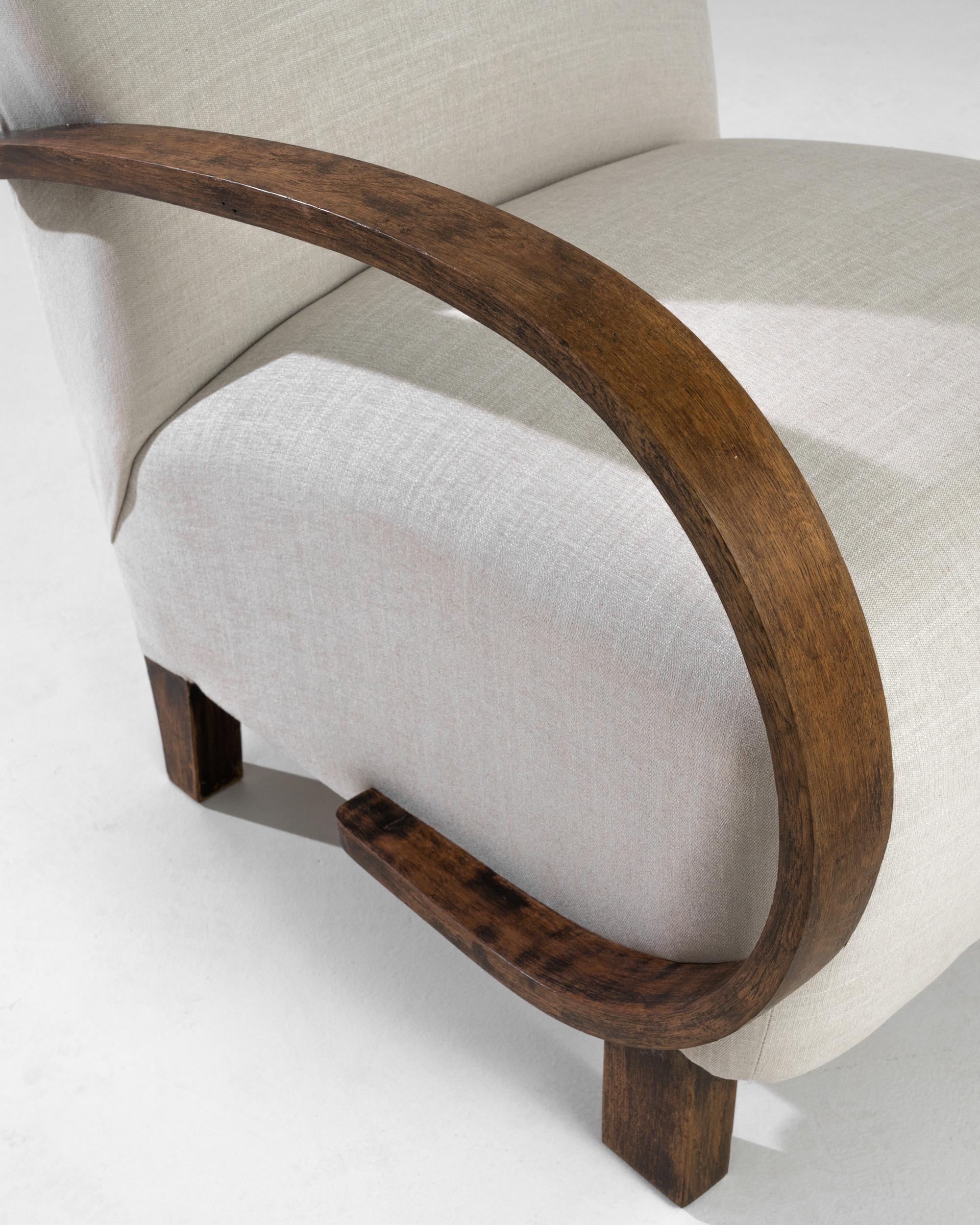 Mid-Century Modern 1950s Czech Upholstered Armchair
