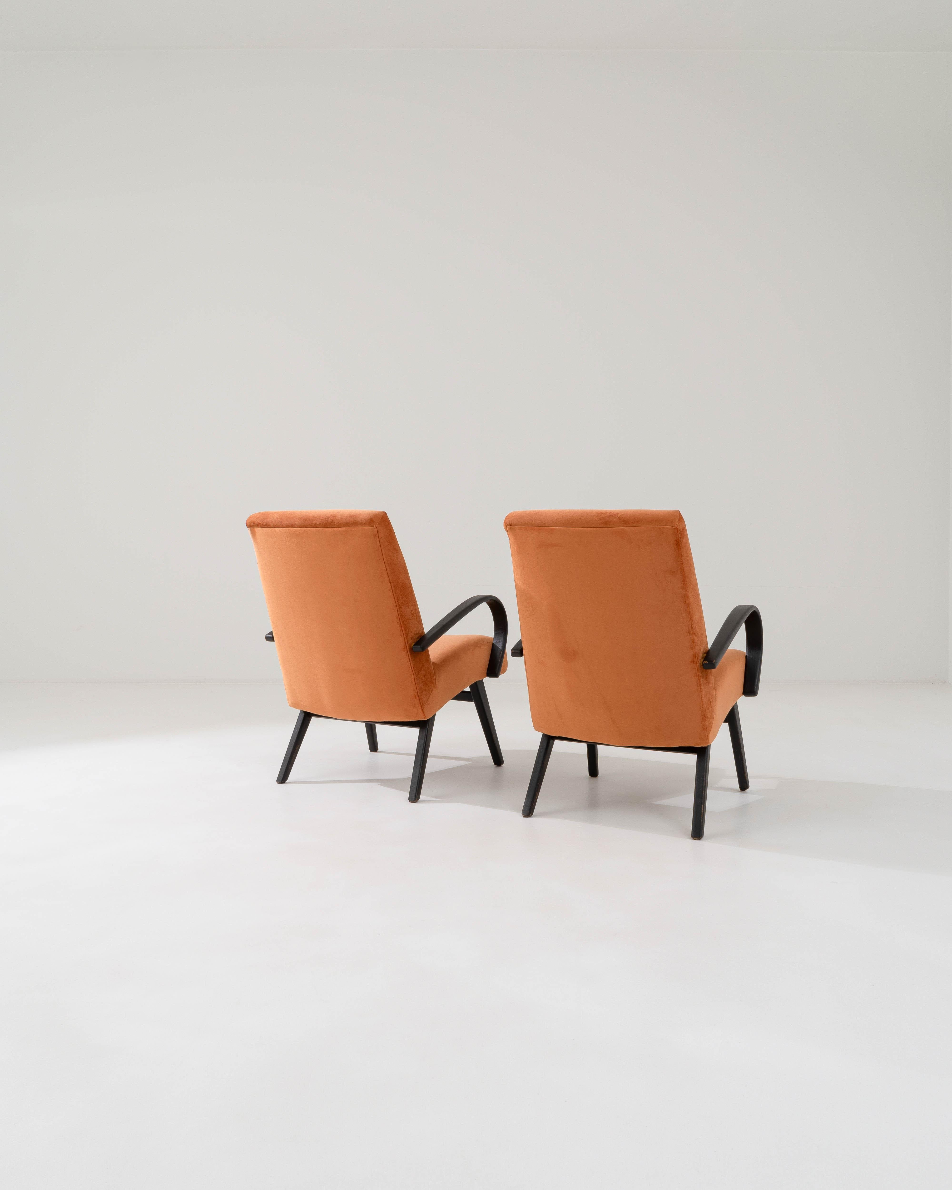 1950s Czech Upholstered Armchairs, a Pair For Sale 5