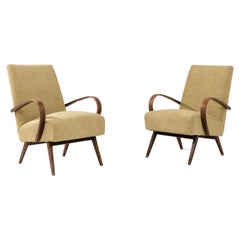 Vintage 1950s Czech Upholstered Armchairs, a Pair