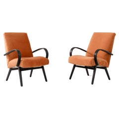 1950s Czech Upholstered Armchairs, a Pair