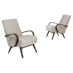 1950s Czech Upholstered Armchairs by J. Halabala, a Pair