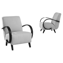 1950s Czech Upholstered Armchairs by J. Halabala, a Pair