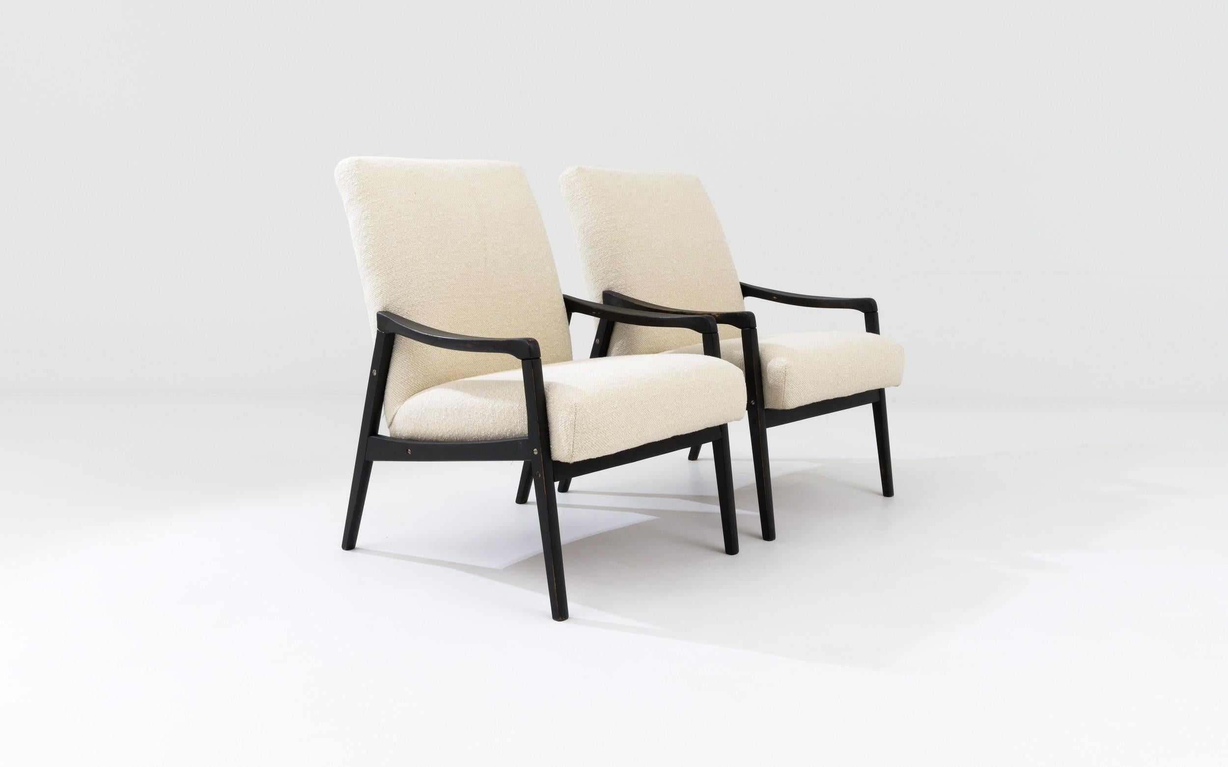 1950s Czech Upholstered Armchairs, Set of 2 For Sale 5