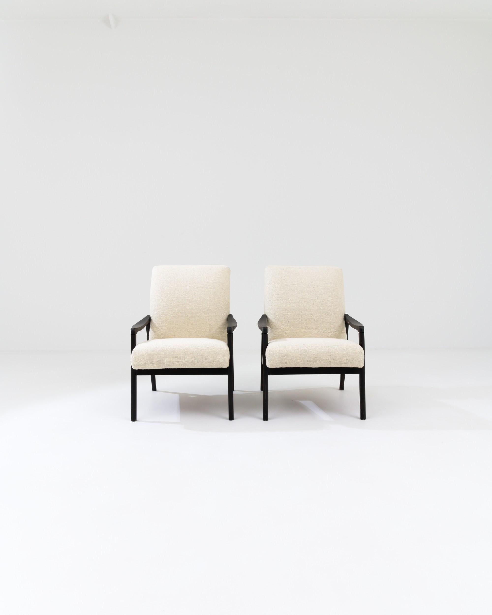 Mid-20th Century 1950s Czech Upholstered Armchairs, Set of 2 For Sale