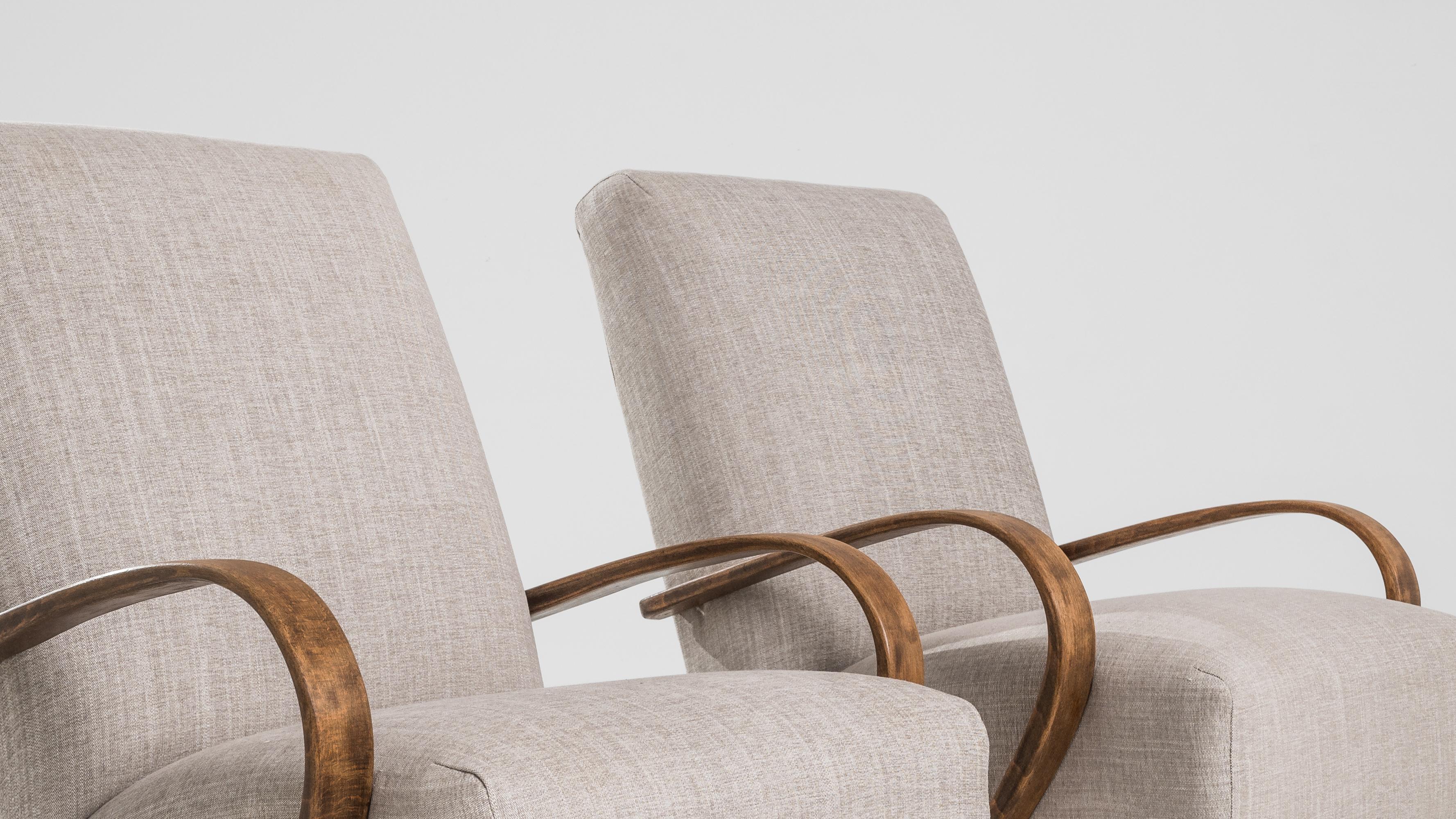 1950s Czech Wooden Armchair by J. Halabala, a Pair For Sale 2