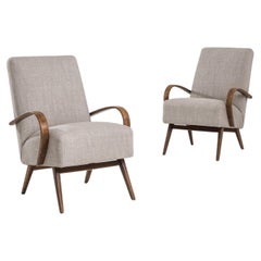 1950s Czech Wooden Armchair by J. Halabala, a Pair